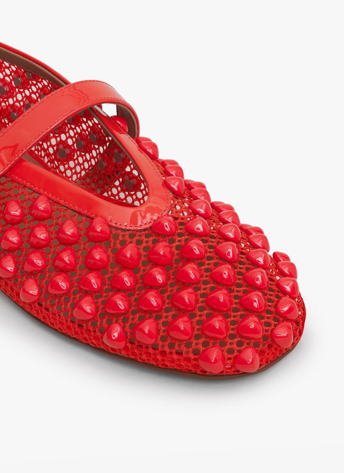 FLACHE BALLERINAS MIT NIETEN AUS NETZSTOFF ALAÏA ORANGE FLACHE BALLERINAS MIT NIETEN AUS NETZSTOFF
